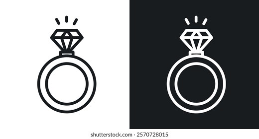 Diamond ring icons set vectors on white background.
