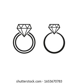 Diamond ring icons. Vector illustration