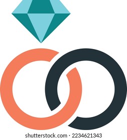 diamond ring illustration in minimal style isolated on background