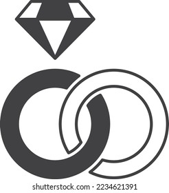 diamond ring illustration in minimal style isolated on background
