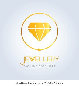 Diamond ring, jewellery logo, jewellery shop logo, golden color, unique shape, sparkle diamond, unique logo, creative logo, silver background