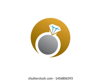 Diamond ring. Jewellery Logo Template Design Vector. Icon. Symbol. Emblem.