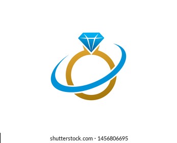 Diamond ring. Jewellery Logo Template Design Vector. Icon. Symbol. Emblem.