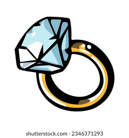 anillo de diamantes, ilustración del vector de compromiso de joyas
