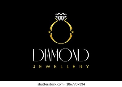 Diamond Ring Jewelry Logo Design Vector Icon Illustrations. 