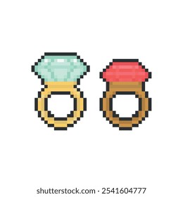 DIAMOND RING JEWELRY PIXEL ART