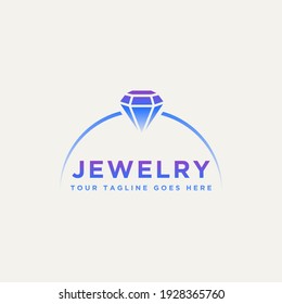 diamond ring jewelry simple logo template vector illustration design. simple modern boutique, weeding, jewelry logo concept