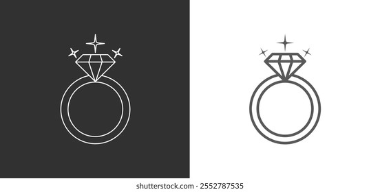 Icono de joyería de anillo de diamantes. línea, sólido, ícono de estilo dorado bueno para el diseño de Vector de boda de compromiso