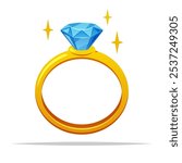 Diamond ring jewelry vector isolated illustration