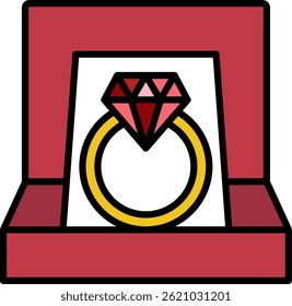 Diamond Ring Line Filled Vector Icon Design