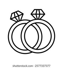 Diamond ring line and glyph icon, jewelry and marriage, brilliant ring sign, vector graphics, a linear pattern on a white background.
