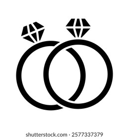 Diamond ring line and glyph icon, jewelry and marriage, brilliant ring sign, vector graphics, a linear pattern on a white background.
