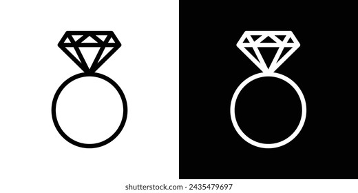 Diamant Ring Line Icon auf weißem Hintergrund für Web.