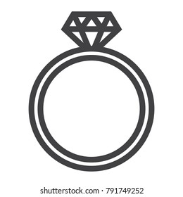 Diamond ring line icon, valentines day and romantic, jewel sign vector graphics, a linear pattern on a white background, eps 10.