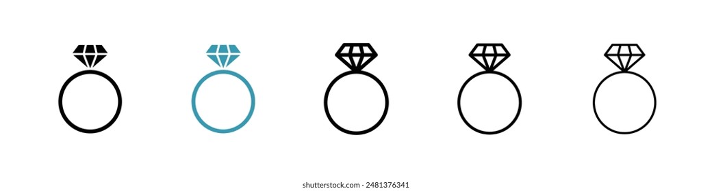 Diamond ring line icon vector set.