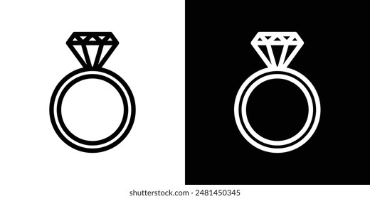 Diamond ring line icon vector illustration set.