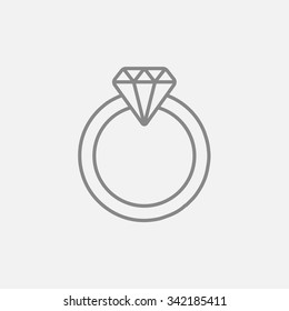 Icono de la línea de anillos de diamantes para web, móviles e infografías. Icono vector de gris oscuro aislado en fondo gris claro.