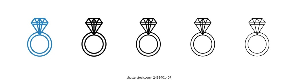 Diamond ring liner icon vector set.