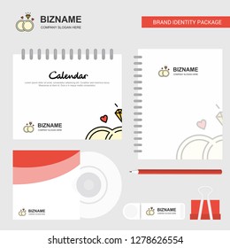 Diamond ring Logo, Calendar Template, CD Cover, Diary and USB Brand Stationary Package Design Vector Template