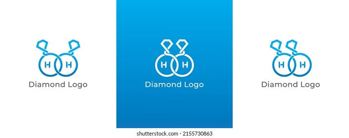 Símbolo de símbolo del signo del logotipo del anillo del diamante Diseño con letra H. Plantilla de logotipo de ilustración de vector