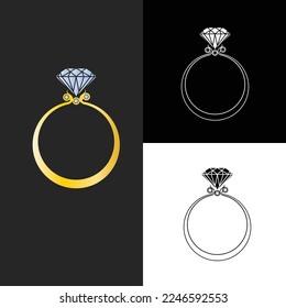Diamond Ring Logo Design For Jwellery Shop.