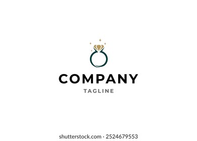 diamond ring logo in flat design style