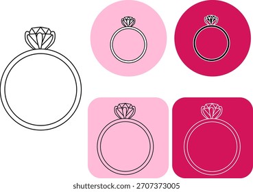 Diamond Ring Logotype Valentine's Day. Vector graphic line black and white illustration. design for fashion graphics, textile prints, fabrics, wallpapers.
