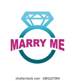 diamond ring with marry me text vector design