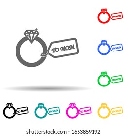 anillo de diamante a mamá estilo multicolor icono. Glifo simple, vector plano de iconos del día de la madre para ui y ux, sitio web o aplicación móvil