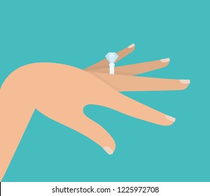 Diamond  Ring On A Woman's Finger