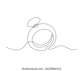 Diamond ring outline drawing illustration. one continuous line drawing of wedding ring.