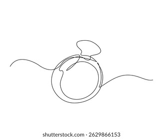 Diamond ring outline drawing illustration. one continuous line drawing of wedding ring.