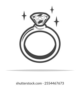 Diamond ring outline icon transparent vector isolated