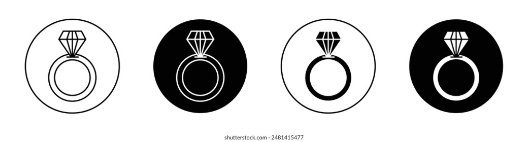 Diamond ring outlined icon vector collection.