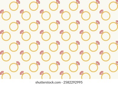 Diamond ring pattern in trendy style . Diamond rings background . Wedding pattern . Vector illustration