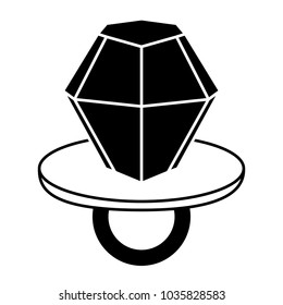 diamond ring pin cartoon isolated on white