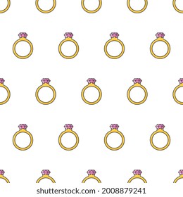 El Anillo De Diamantes Es Un Patrón Sin Maravillas En Un Fondo Blanco. Ilustración del vector de tema de bodas