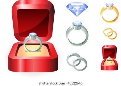 Diamond Ring Set Original Vector Illustration Simple Image Illustration