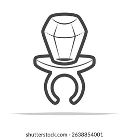 Diamond ring shaped candy outline icon transparent vector isolated