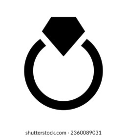 Icono de la silueta de anillo de diamante. Vector.