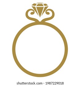 Diamond ring silhouette vector illustration