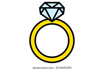 diamond ring, Simple and cute Valentine's Day icon, Vector Illustration