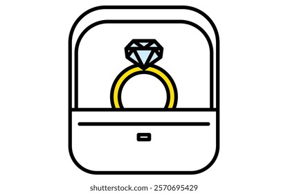 diamond ring, Simple and cute Valentine's Day icon, Vector Illustration