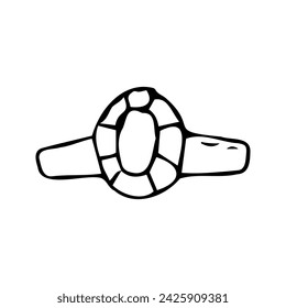 Diamantring Skizze Handgezeichnete Illustration, oben. Vektorgrafik isoliert. Handgezeichneter Vektor-Doodle - Umrissring kann für Banner, Postkarte, Grußkarte verwendet werden