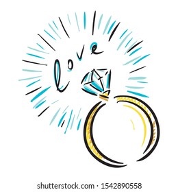 Diamond ring. Sketch. Vector illustration