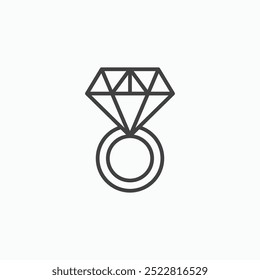 Diamond ring thin liner icon isolated