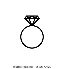 Diamond Ring thin liner vector icon.