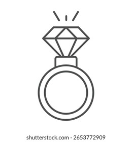 Ícone de linha fina Diamond Ring, vetor, pixel perfect, arquivo ilustrador 