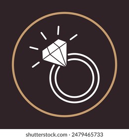 Diamond ring trendy icon beautiful vector art illustration abstract background