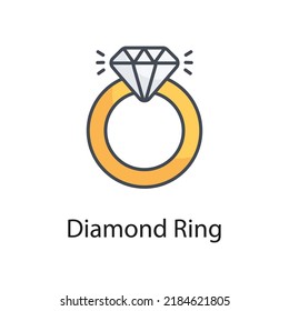 Diamond Ring vector Filled Outline Icon Design illustration on White background. EPS 10 File  svg